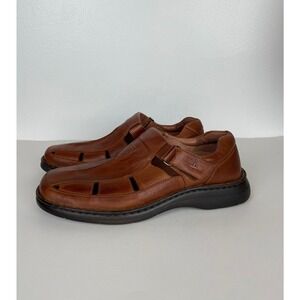 Pikolinos Men's Brown Leather Fisherman Sandals 43 US 10 Slip On Shoes Cut Out